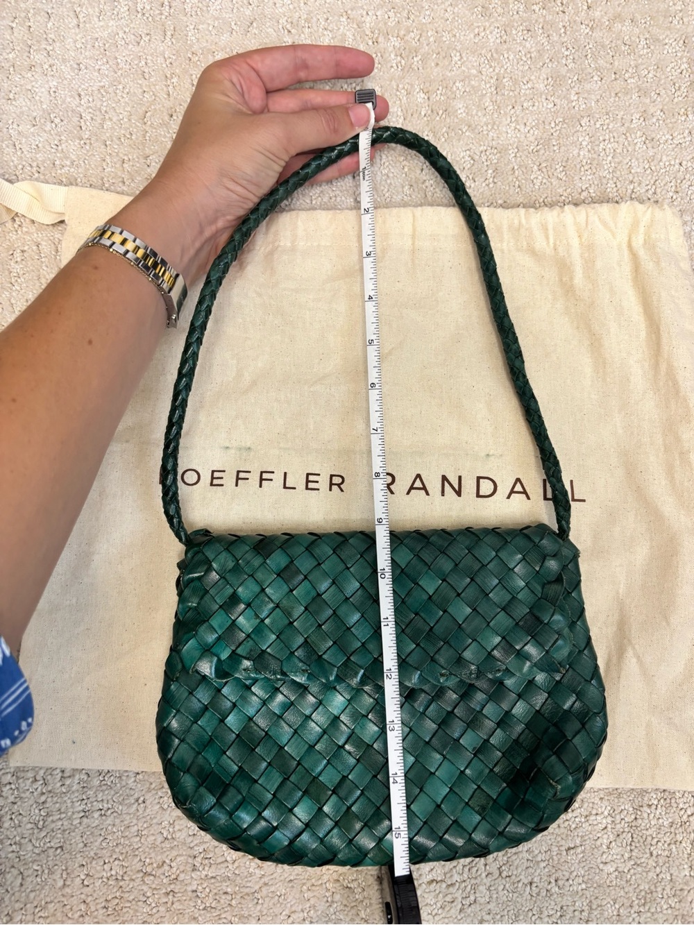 Loeffler Randall Green Woven Leather Shoulder Bag - Picture 5 of 5